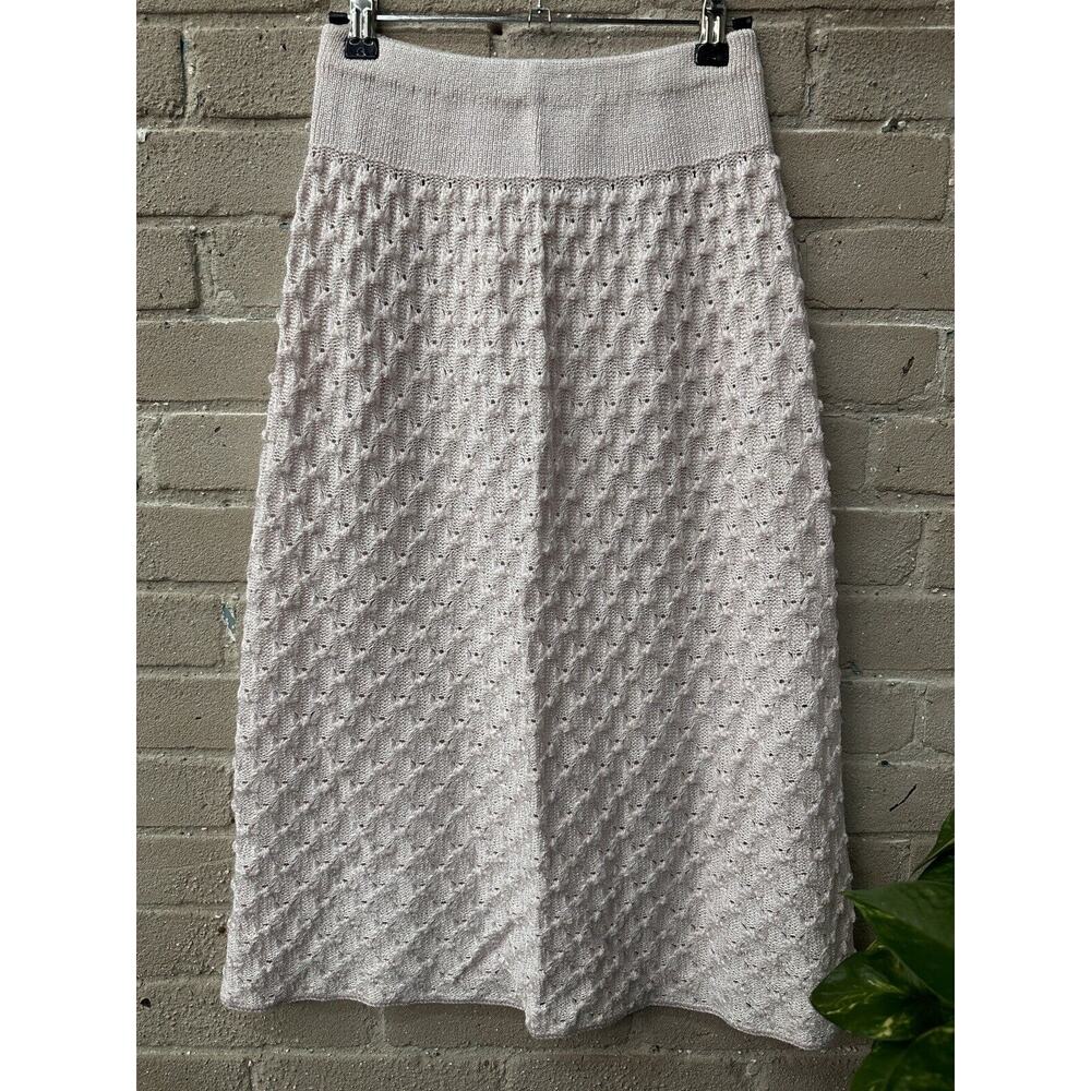 Vintage 1980s Coquette Open Weave Crochet skirt Size 8 Elastic  M Festival